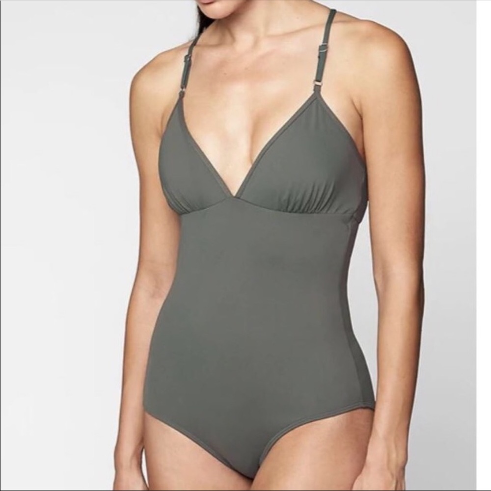 - Athleta Pea Green  Loop Back One Piece Swim…